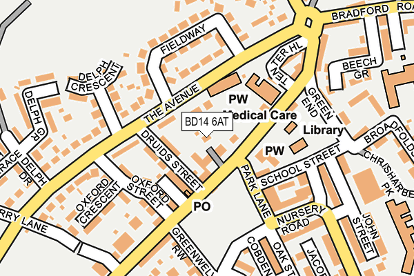 BD14 6AT map - OS OpenMap – Local (Ordnance Survey)