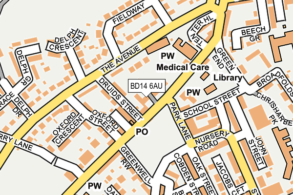 BD14 6AU map - OS OpenMap – Local (Ordnance Survey)