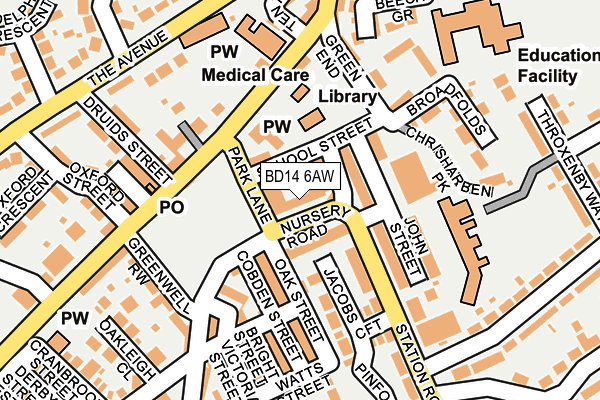 BD14 6AW map - OS OpenMap – Local (Ordnance Survey)