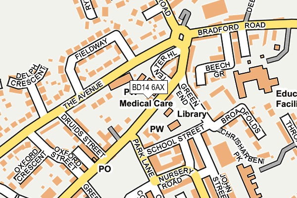 BD14 6AX map - OS OpenMap – Local (Ordnance Survey)