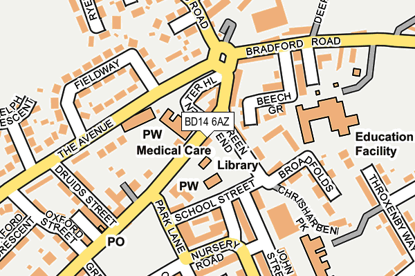 BD14 6AZ map - OS OpenMap – Local (Ordnance Survey)