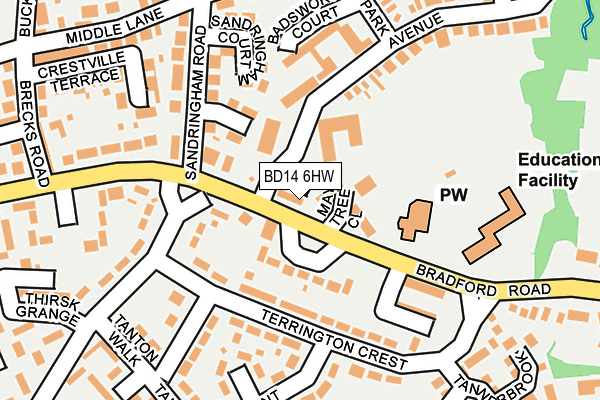 BD14 6HW map - OS OpenMap – Local (Ordnance Survey)