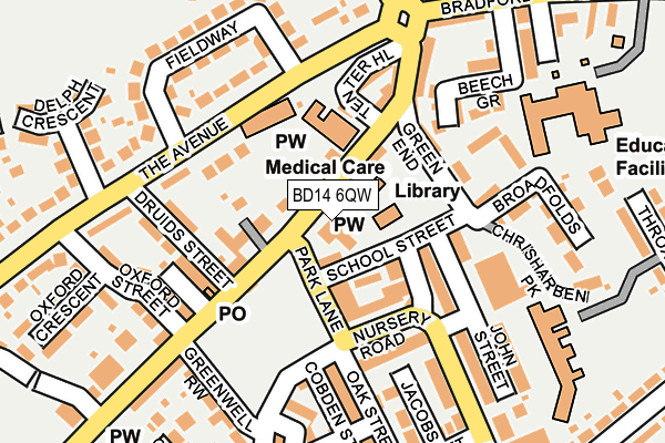 BD14 6QW map - OS OpenMap – Local (Ordnance Survey)