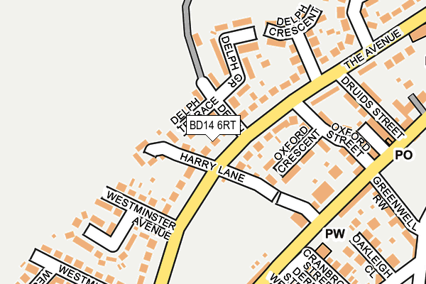 BD14 6RT map - OS OpenMap – Local (Ordnance Survey)