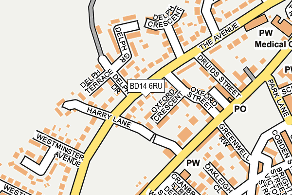 BD14 6RU map - OS OpenMap – Local (Ordnance Survey)