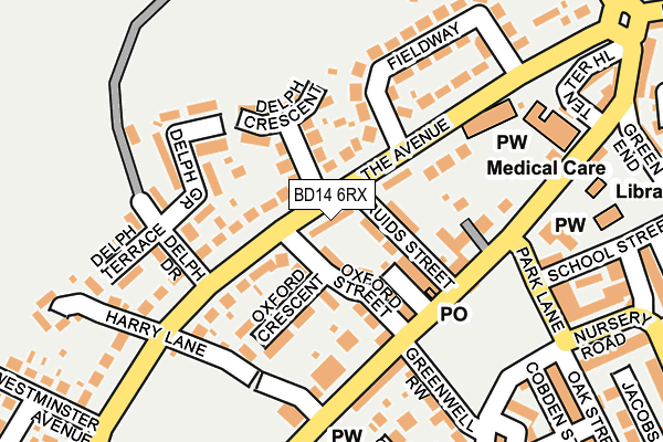 BD14 6RX map - OS OpenMap – Local (Ordnance Survey)