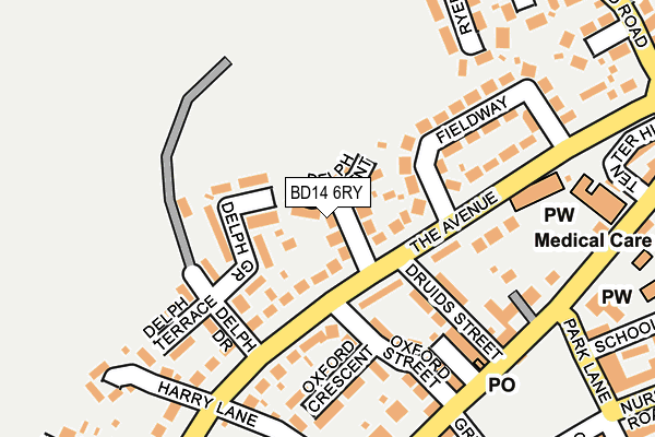 BD14 6RY map - OS OpenMap – Local (Ordnance Survey)