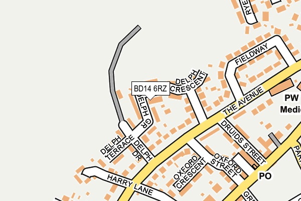 BD14 6RZ map - OS OpenMap – Local (Ordnance Survey)