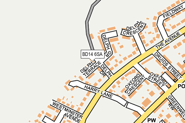 BD14 6SA map - OS OpenMap – Local (Ordnance Survey)