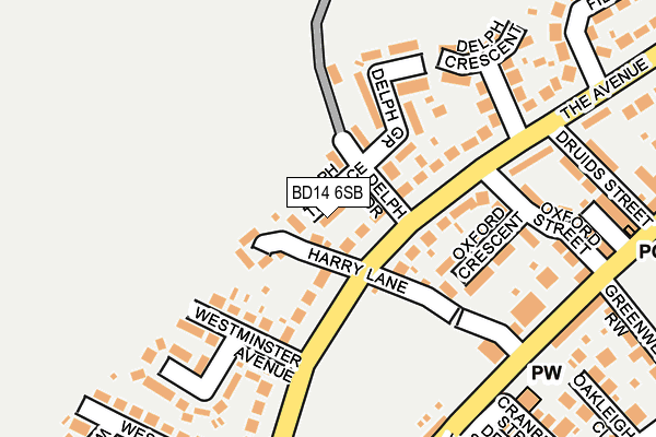 BD14 6SB map - OS OpenMap – Local (Ordnance Survey)