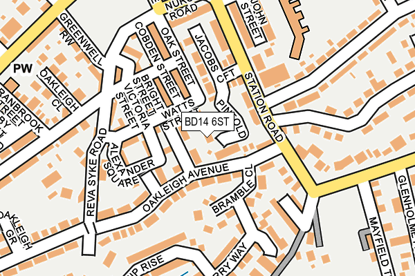 BD14 6ST map - OS OpenMap – Local (Ordnance Survey)