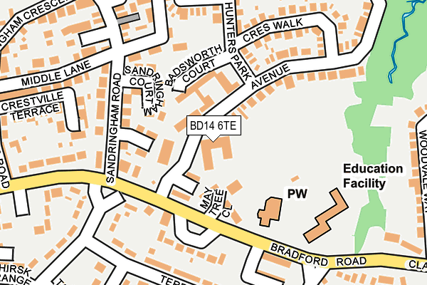 BD14 6TE map - OS OpenMap – Local (Ordnance Survey)