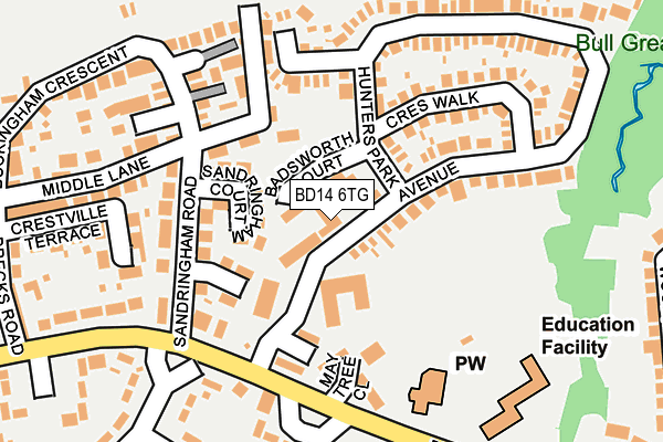 BD14 6TG map - OS OpenMap – Local (Ordnance Survey)