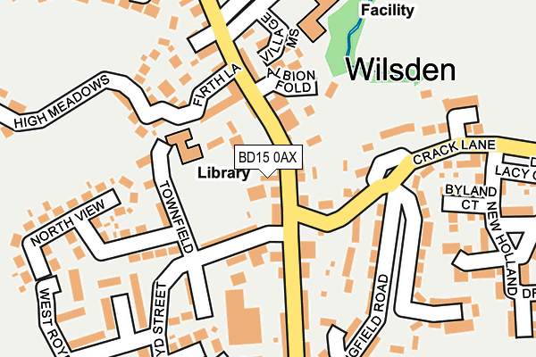 BD15 0AX map - OS OpenMap – Local (Ordnance Survey)