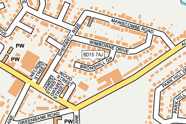 BD15 7AJ map - OS OpenMap – Local (Ordnance Survey)