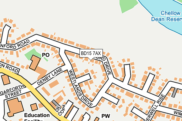 BD15 7AX map - OS OpenMap – Local (Ordnance Survey)