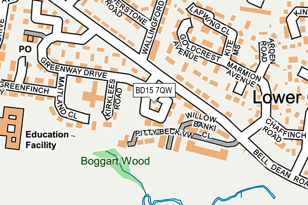 BD15 7QW map - OS OpenMap – Local (Ordnance Survey)