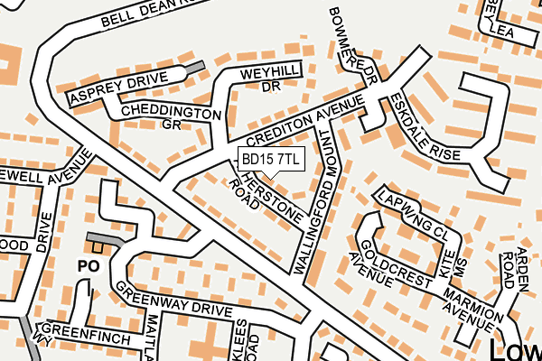 BD15 7TL map - OS OpenMap – Local (Ordnance Survey)