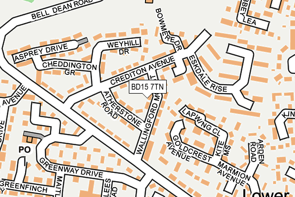 BD15 7TN map - OS OpenMap – Local (Ordnance Survey)
