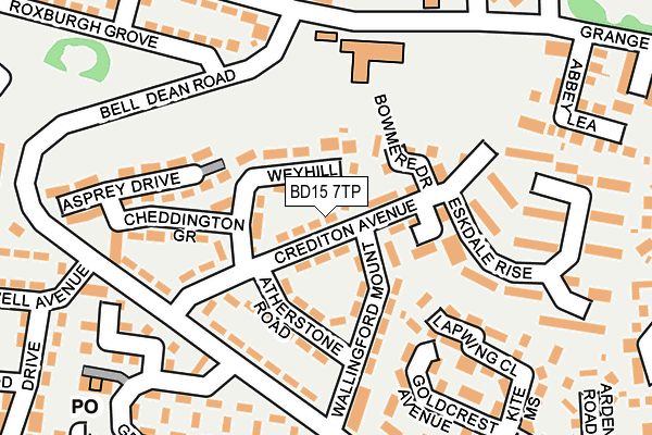 BD15 7TP map - OS OpenMap – Local (Ordnance Survey)