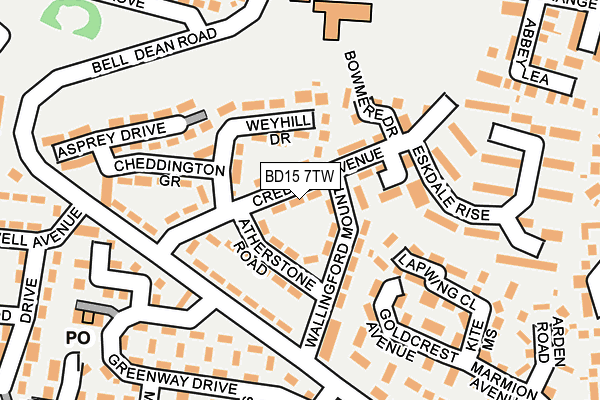 BD15 7TW map - OS OpenMap – Local (Ordnance Survey)