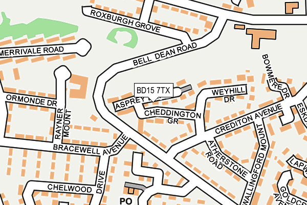 BD15 7TX map - OS OpenMap – Local (Ordnance Survey)