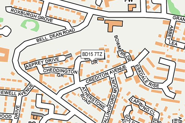 BD15 7TZ map - OS OpenMap – Local (Ordnance Survey)