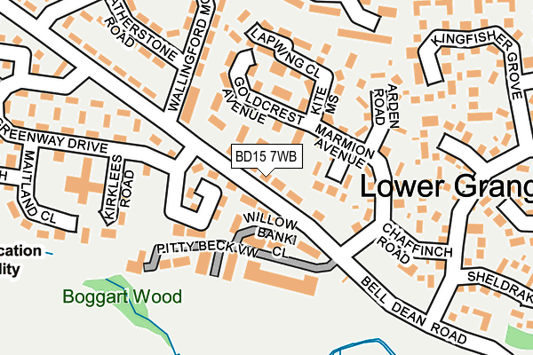 BD15 7WB map - OS OpenMap – Local (Ordnance Survey)