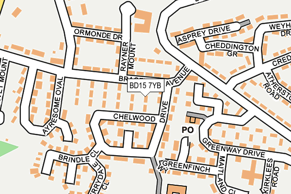 BD15 7YB map - OS OpenMap – Local (Ordnance Survey)