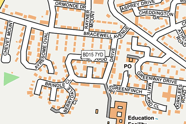 BD15 7YD map - OS OpenMap – Local (Ordnance Survey)