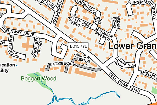 BD15 7YL map - OS OpenMap – Local (Ordnance Survey)