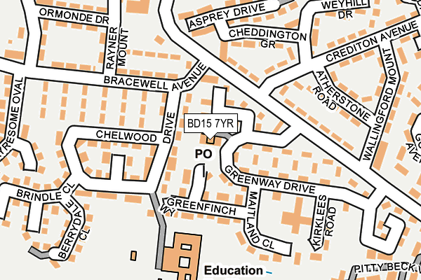 BD15 7YR map - OS OpenMap – Local (Ordnance Survey)