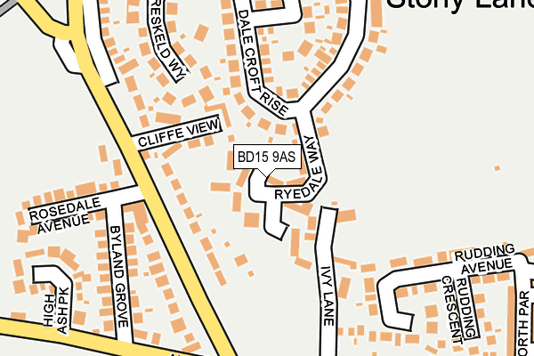 BD15 9AS map - OS OpenMap – Local (Ordnance Survey)