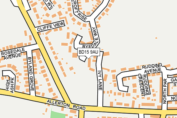BD15 9AU map - OS OpenMap – Local (Ordnance Survey)
