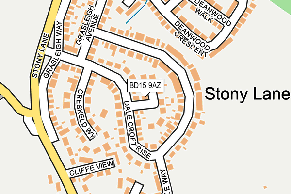 BD15 9AZ map - OS OpenMap – Local (Ordnance Survey)