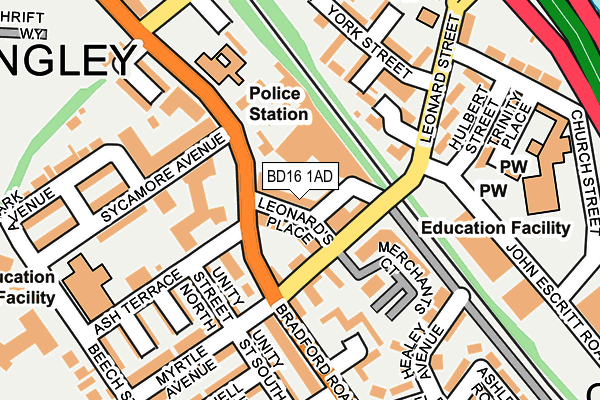 BD16 1AD map - OS OpenMap – Local (Ordnance Survey)