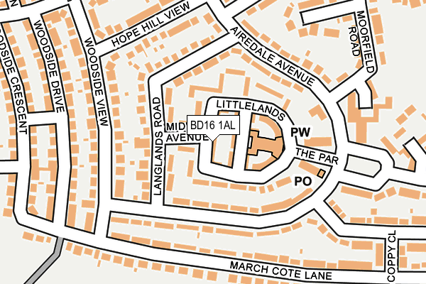 BD16 1AL map - OS OpenMap – Local (Ordnance Survey)