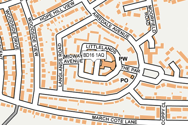 BD16 1AQ map - OS OpenMap – Local (Ordnance Survey)