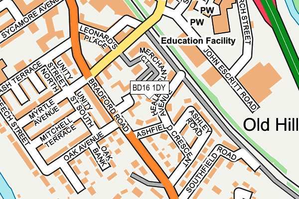 BD16 1DY map - OS OpenMap – Local (Ordnance Survey)