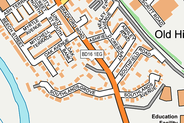 BD16 1EG map - OS OpenMap – Local (Ordnance Survey)