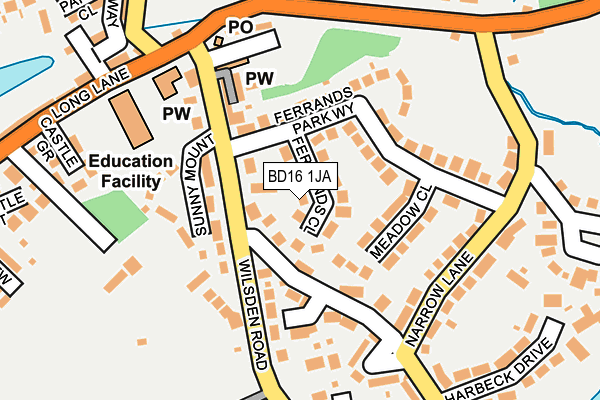 BD16 1JA map - OS OpenMap – Local (Ordnance Survey)