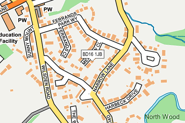 BD16 1JB map - OS OpenMap – Local (Ordnance Survey)