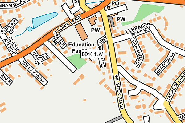 BD16 1JW map - OS OpenMap – Local (Ordnance Survey)