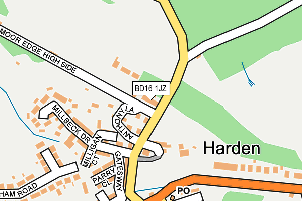 BD16 1JZ map - OS OpenMap – Local (Ordnance Survey)