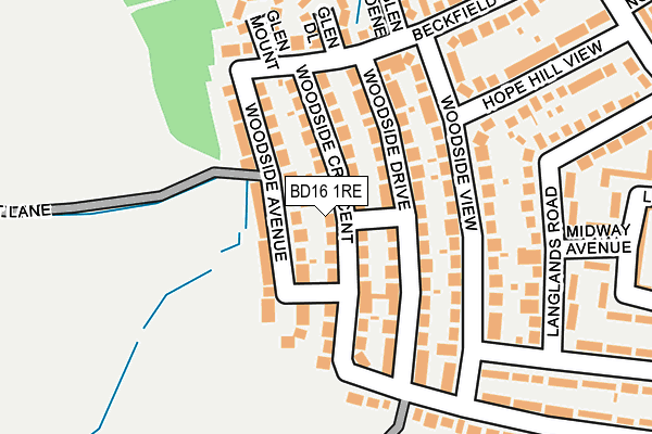 BD16 1RE map - OS OpenMap – Local (Ordnance Survey)
