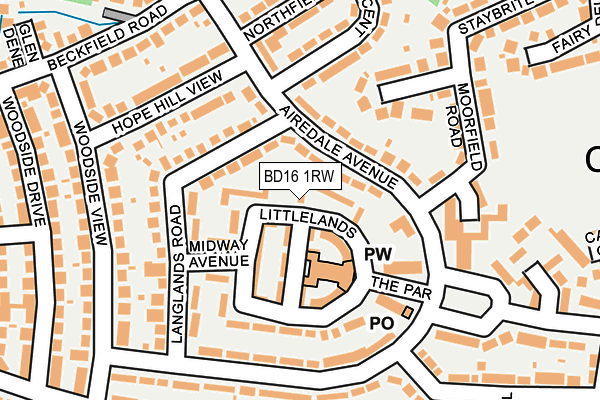 BD16 1RW map - OS OpenMap – Local (Ordnance Survey)