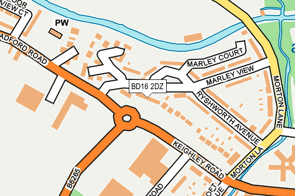 BD16 2DZ map - OS OpenMap – Local (Ordnance Survey)