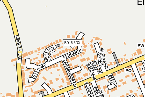 BD16 3DX map - OS OpenMap – Local (Ordnance Survey)