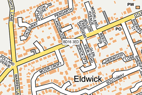 BD16 3ED map - OS OpenMap – Local (Ordnance Survey)