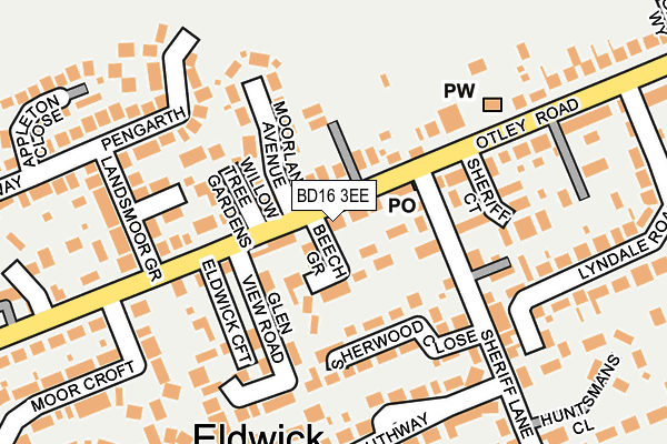 BD16 3EE map - OS OpenMap – Local (Ordnance Survey)